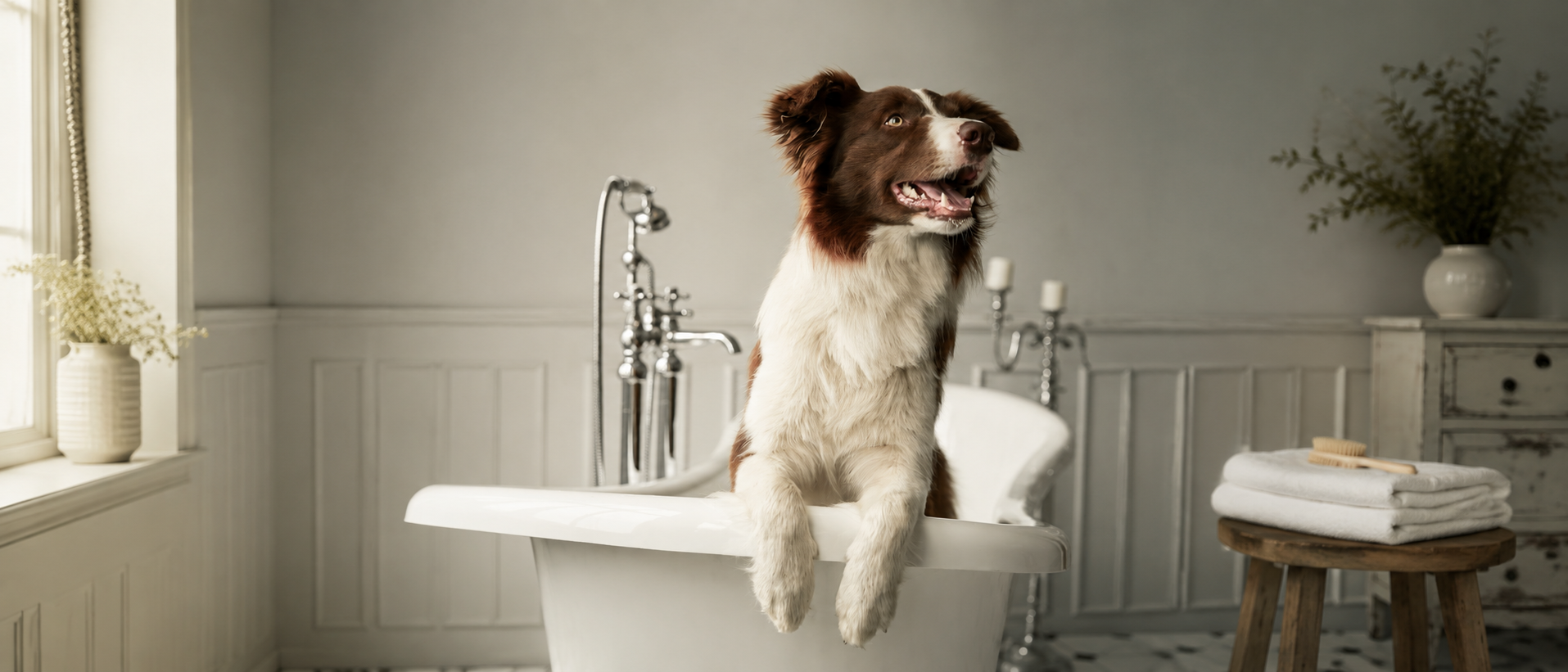 Dog enjoying a fresh routine