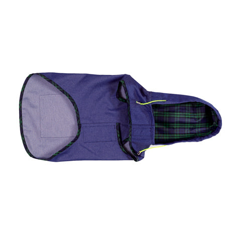Blue Tartan Plaid Trim Anorak Raincoat for Dogs