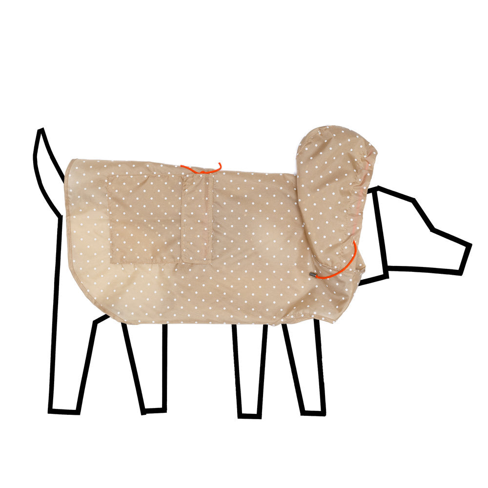 Tan and White Polka Dot Anorak Raincoat for Dogs