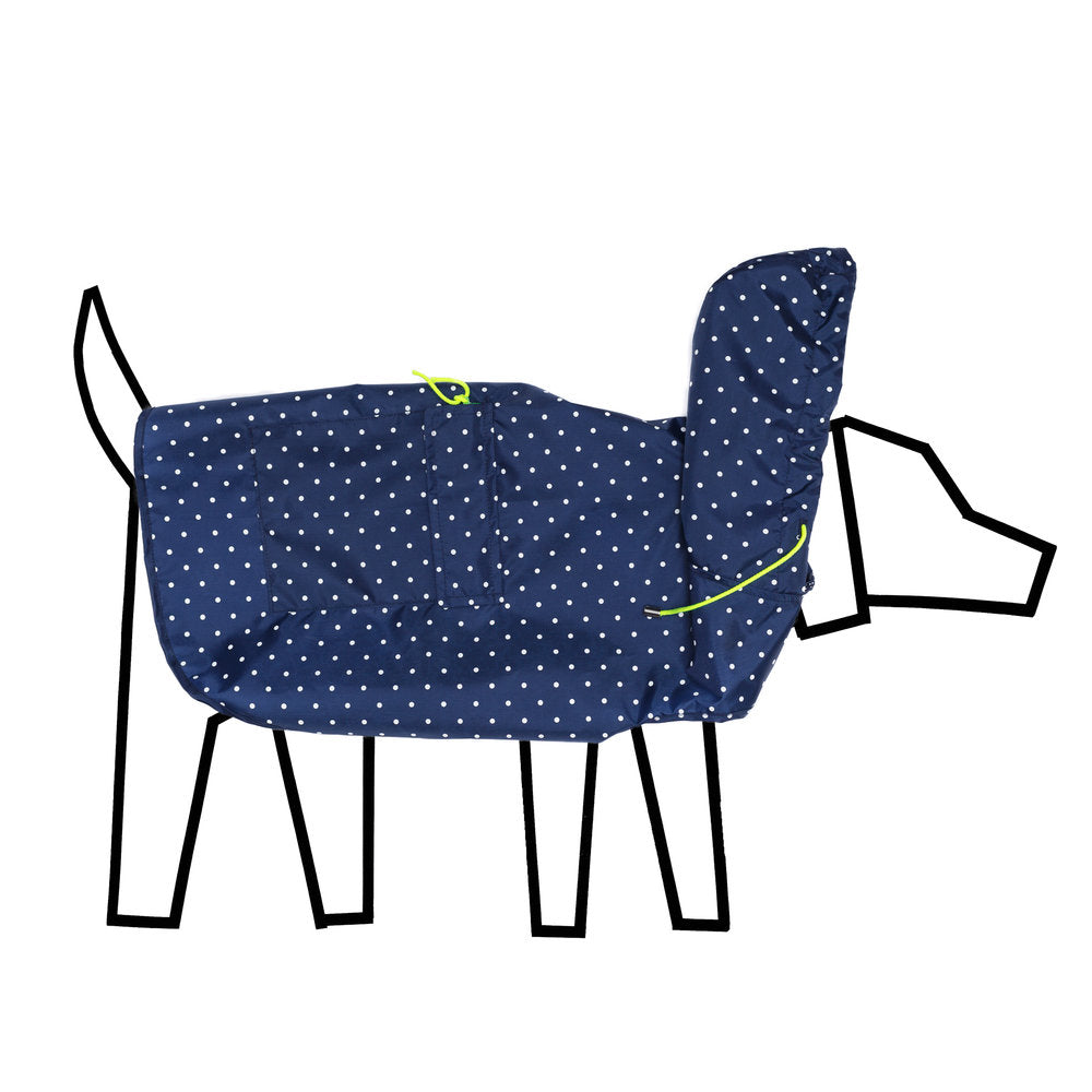 Navy and White Polka Dot Anorak Raincoat for Dogs