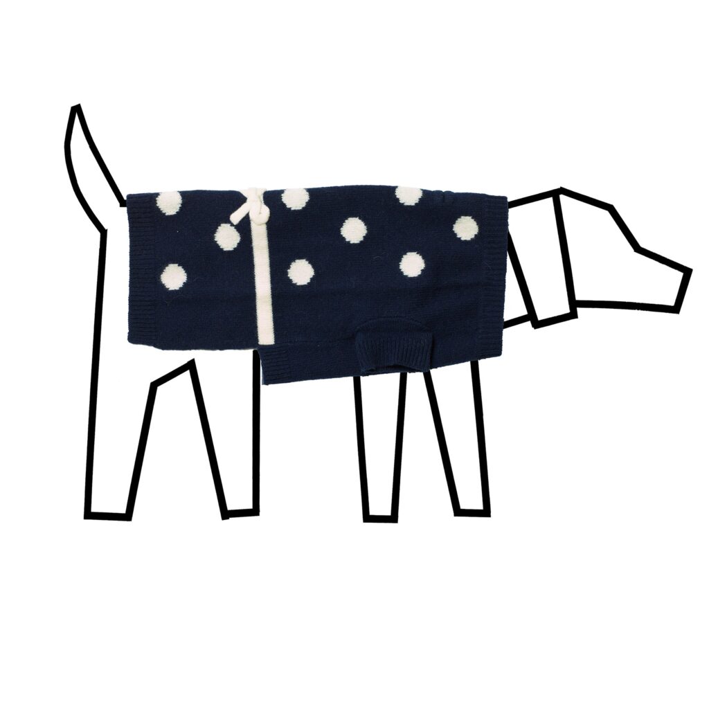 Navy and Ivory Dot Bow Sweater for Dogs