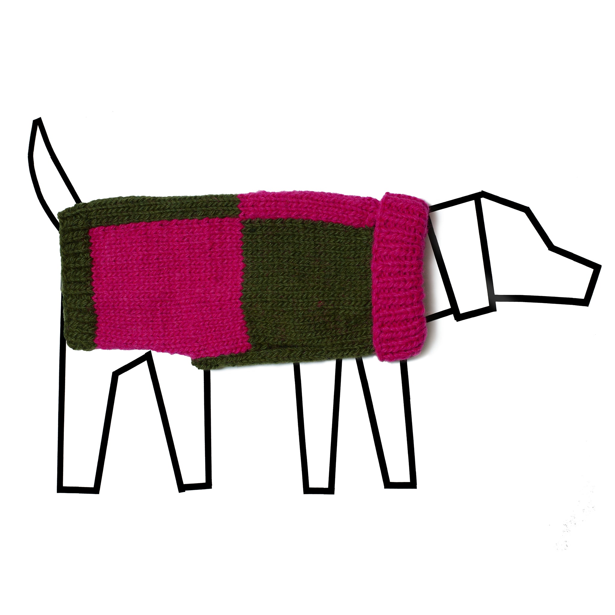 Checkered Sweater Olive and Pink for Dogs