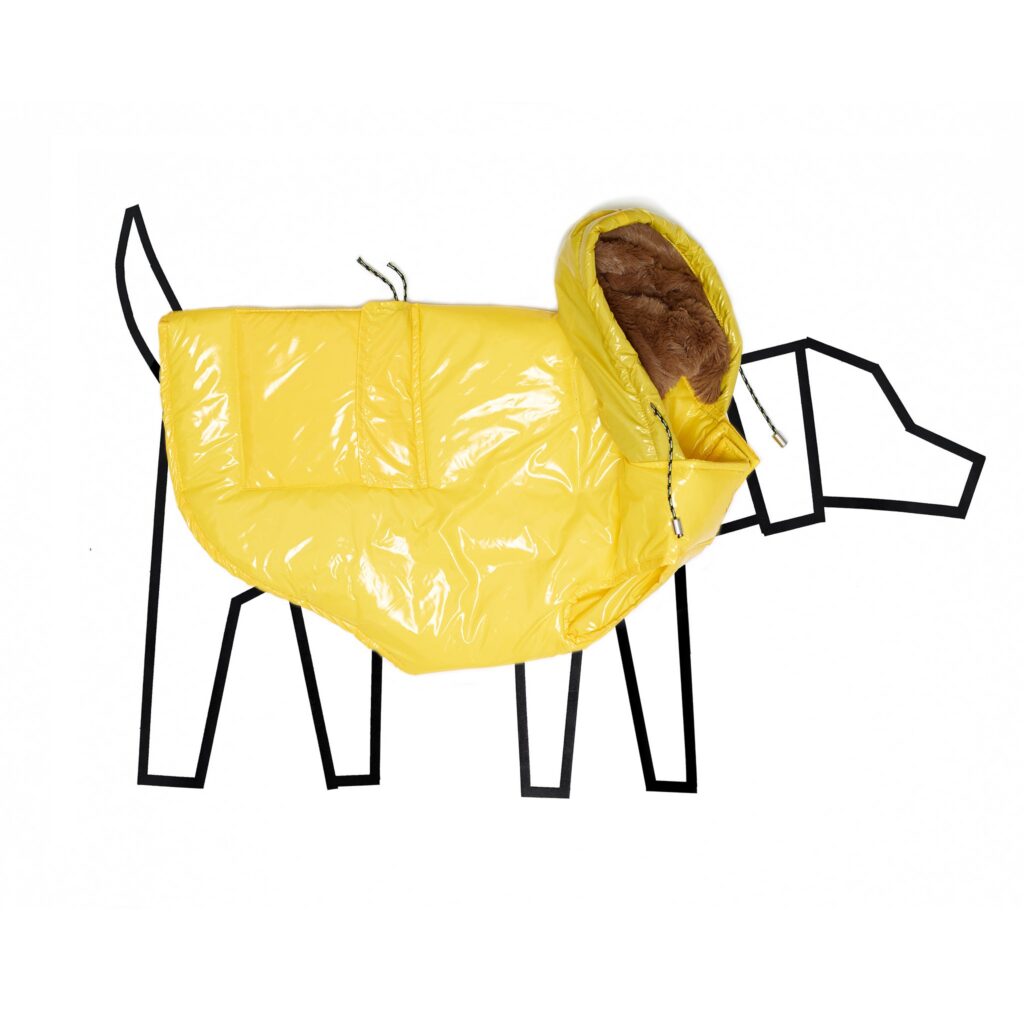 Yellow Shiny Puffer Jacket with Faux Fur Hood