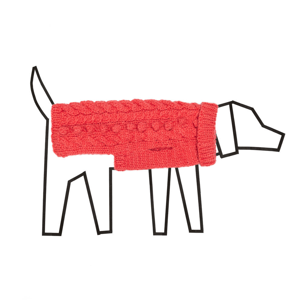 Cable Knit Bobble Turtleneck Pink for Dogs